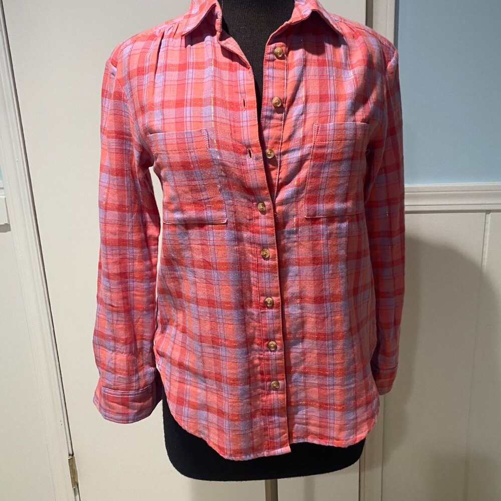Anthropologie Pink Plaid Shirt